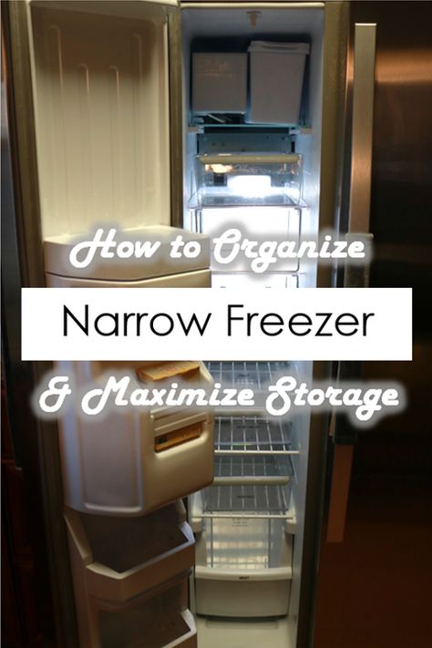 All about how to organize a narrow freezer to maximize space. Super budget-friendly tips and tricks, some of which, you never heard of! Upright Freezer Organization Ideas, Organizing Freezer Upright, Freezer Organization Upright, Side By Side Fridge Organization, Freezer Organization Ideas, Garage Freezer, Narrow Refrigerator, Deep Freezer Organization, Small Fridge Organization