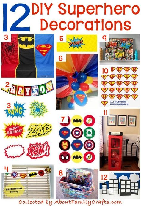 70+ DIY Superhero Party Ideas – About Family Crafts Superhero Decorations Diy, Diy Superhero Party, Roman Party, Superhero Party Ideas, Superhero Camp, Lego Engineering, Superhero Vbs, Diy Superhero, Marvel Birthday Party