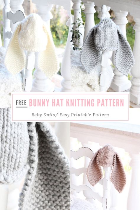 Bunny Hat Knitting Pattern Free, Crochet Bunny Hat Free Pattern, Bunny Hat Knitting Pattern, Knit Bunny Hat, Crochet Bunny Hat, Hat Free Knitting Pattern, Baby Bunny Hat, Beanie Pattern Free, Knitted Bunnies