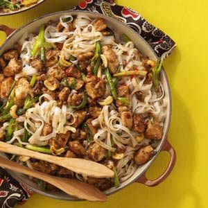 Cashew Chicken with Noodles Recipe from Taste of Home -- shared by Anita Beachy of Bealeton, Virginia Chicken With Noodles, Cashew Chicken, Noodles Recipe, Noodle Recipes, Asian Cooking, Poultry Recipes, Asian Dishes, Taste Of Home, Asian Inspired