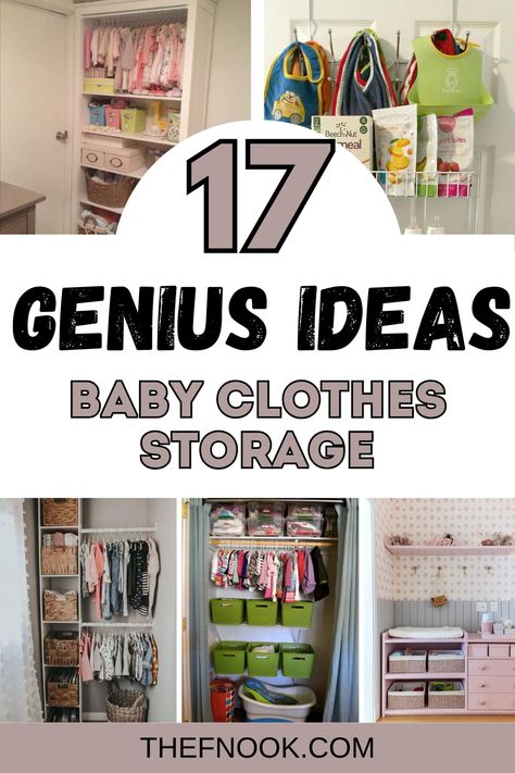 Organizing baby clothes in small spaces can be a challenge! These ideas not only save space but also make it so much easier to find everything you need. baby clothes organization, baby drawer organization, baby closet organization, baby dresser organization, nursery drawer organization, newborn dresser organization, nursery closet organization, nursery dresser organization, Organizing A Nursery, Organizing Baby Room, Bookshelf Baby Closet, Organizing Baby Closet, Baby Closet Organization Small Spaces, Small Nursery Ideas Layout, Small Nursery Storage Ideas, Baby Storage Ideas For Small Spaces, How To Organize Baby Clothes