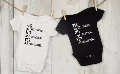 Twins Outfit, Twins Girl, Funny Kids Clothes, Twin Baby Shower Gifts, Twins Boy, Twin Baby Clothes, Twin Pregnancy Announcement, Twin Onesies, Twin Baby Gifts