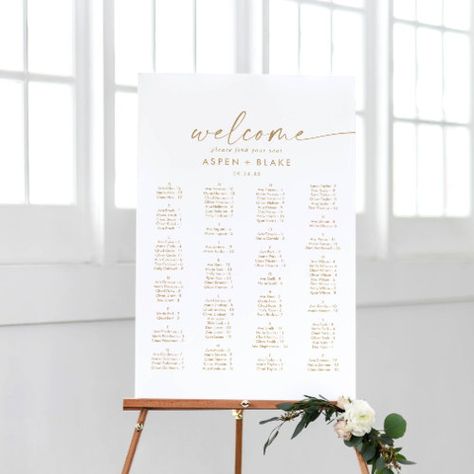 Modern Gold Script Alphabetical Seating Chart Summer Party - rustic seating chart foam board, elegant alphabetical wedding table plan, modern freestanding arrangement sign, minimal please find your seat, fancy contemporary script, classy minimalist romantic boho autumn, simple monochrome whimsical handwritten, spring summer bohemian typography k500, fall winter unique industrial lettering, classic yellow gold white calligraphy Summer Calligraphy, Alphabetical Seating Chart, Gold Calligraphy, Wedding Table Plan, The Wedding Date, Seating Chart Wedding, Wedding Seating, Table Number, Seating Chart