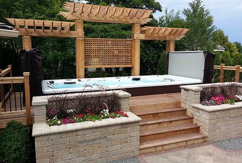 Swim Spa Surround Ideas, Spa Pergola Ideas, Swim Spa Backyard Ideas With Deck, Swim Spa Covers, Swim Spa Stairs, Swimspa Backyard Ideas, Swim Spa Deck Ideas, Swim Spa Backyard Ideas, Swim Spa Deck