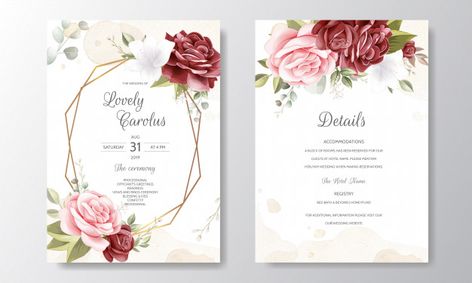 Beautiful floral wreath wedding invitati... | Free Vector #Freepik #freevector #freeflower #freewedding #freewatercolor #freevintage Vintage Wedding Stationery, Floral Print Background, Watercolour Wedding Stationery, Elegant Wedding Invitation Card, Floral Wreath Wedding, Wreath Wedding Invitations, Wedding Watercolor, Rose Wedding Invitations, Wedding Invitation Card Template