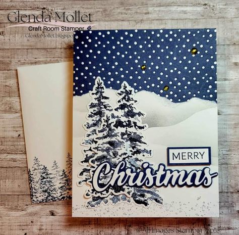 Decorative Trees, Create Christmas Cards, Snowy Scene, Scene Background, Beautiful Snow, Hand Made Greeting Cards, Beautiful Christmas Cards, Christmas Tree Cards, Making Greeting Cards