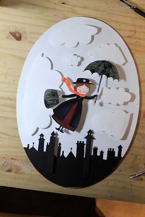 Mary Poppins on Behance Cut Paper Illustration, Paper Cutout Art, 3d Paper Art, Paper Illustration, Paper Art Craft, Paper Artwork, Mary Poppins, Paper Cut Art, Kirigami