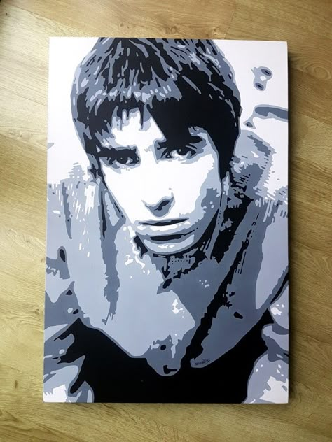 #204 #liamgallagher #portrait #art with #blackandwhite #acrylic onto #canvas. #custom #commisioned #painting in a #popart #style. #music #star #oldschool  #15.01.2018 #popthatart Celebrity Paintings, Musician Tattoo, Metamorphosis Art, Liam Gallagher Oasis, Celebrity Art Portraits, Alka Seltzer, Face Stencils, People Drawings, Alt Art