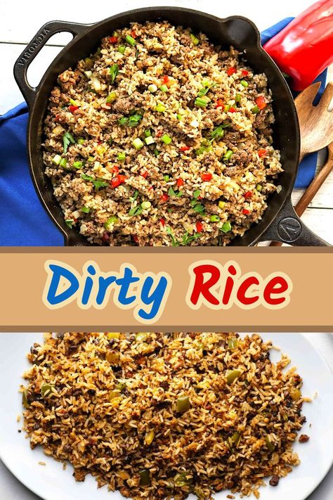 Whip up a flavorful and easy dirty rice recipe with ground beef and veggies for a satisfying one-pot meal! This simple dish combines savory spices with hearty ingredients, making it perfect as a main course or a rice side dish for any occasion. Ideal for quick weeknight dinners, these rice recipes will become a family favorite. Rice Meals Easy, Dirty Rice Recipe With Ground Beef, Louisiana Dirty Rice Recipe, Easy Dirty Rice Recipe, Dirty Rice Recipe Easy, Recipe With Beef, One Pot Rice Meals, Beef And Veggies, Rice Meals