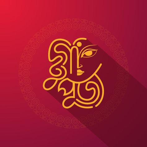 Durga Puja, also known as Durgotsava or Sharodotsava, is an annual Hindu festival originating in the Indian subcontinent which reveres and pays homage to the Hindu goddess Durga and is also celebrated because of Durga's victory over Mahishasur. I created all of this designs to celebrate the Hindu biggest festival Durga puja holiday. Hope you will appreciate this and please don't use commercial without my permission. Durga Puja Poster Design, Durga Puja Illustration, Durga Puja Poster, Durga Puja Creative, Durga Puja Greetings, Kolkata Art, Logo Design Women, Lord Durga, Happy Durga Puja