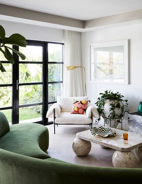 Australian Fashion Legend Pip Edwards’ Rose Bay Home Pip Edwards, Rose Bay, Concrete Dining Table, Local Furniture, The Design Files, Boho Home, Lounge Room, Australian Fashion, Fashion Industry