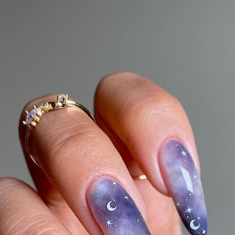 Nail Designs Night Sky, Acotar Nails, Night Sky Nails, Sky Nails, Celebrity Nails, Witching Hour, Concert Outfits, Colorful Nail Designs, Future Wife