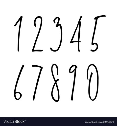 Number Calligraphy Fonts Hand Lettering, Number Fonts Handwritten, Number Calligraphy Fonts, Calligraphy Numbers Fonts, Numbers In Calligraphy, Cute Number Fonts, Hand Lettering Numbers, Number Design Fonts, Cool Number Fonts