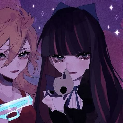 Pfp Female, Couples Pfp, Matching Pictures, Bff Matching, Halloween Matching, Best Friend Match, Panty And Stocking, Avt Couple, Pixel Drawing