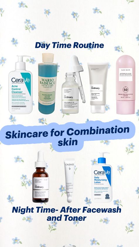 Day and Night time Routine for Combination skin #skincare #combinationskin Routine For Combination Skin, Combination Skin Care Routine, Combination Skin Routine, Skincare For Combination Skin, Time Routine, Mario Badescu Skin Care, Night Time Routine, Mario Badescu, Skin Skincare