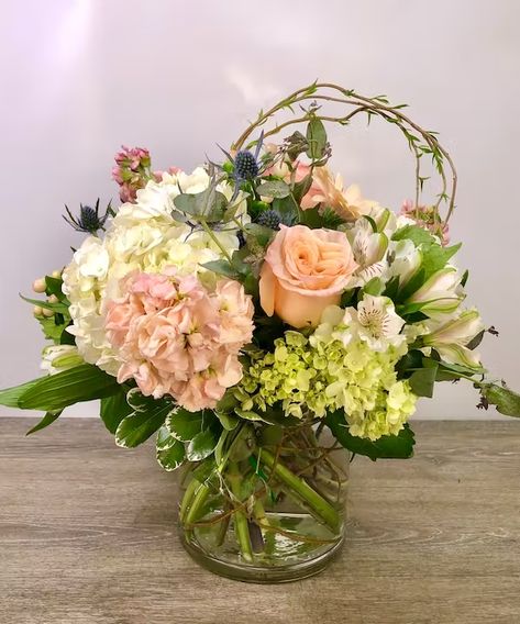 Peachy Keen | Roanoke (VA) Same-Day Flower Delivery | George's Flowers Mothers Day Flower Arrangements, Small Arrangements, Garden Party Bridal Shower, Flower Shop Design, Vibrant Bouquet, Simple Centerpieces, Roanoke Va, Peachy Keen, Unusual Flowers