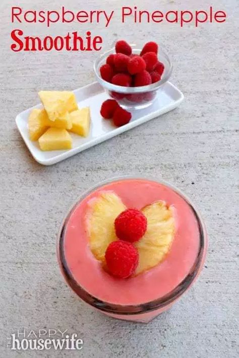 Heathy Smoothies, Simple Smoothies, Raspberry Yogurt, Happy Housewife, Smoothies Recipes, Smoothie Prep, Raspberry Smoothie, Pineapple Smoothie, Exotic Food