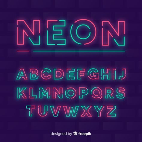 Light Typography, Letras Cool, Decorative Alphabet, Neon Typography, Alphabet Templates, Abstract Template, Neon Style, Graffiti Lettering Fonts, Typography Alphabet