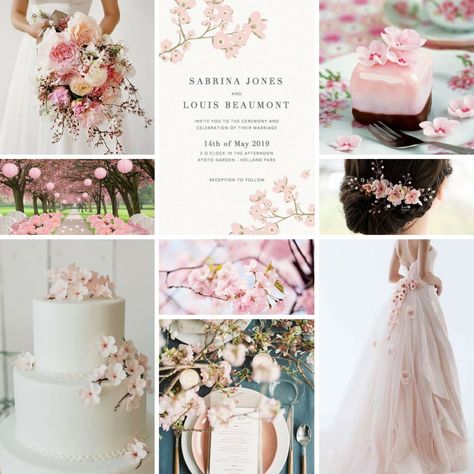 Korean Wedding Theme Ideas, Japanese Wedding Decorations, Sakura Themed Wedding, Anime Theme Wedding, Sakura Wedding Theme, Japanese Wedding Theme, Cherry Blossom Wedding Decor, Cherry Blossom Bouquet, Cherry Blossom Wedding Theme