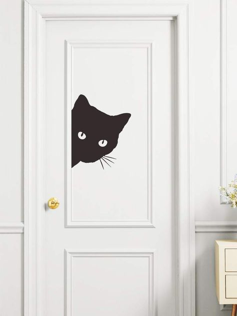 Cat Wall Stickers, Animal Wall Painting, Black Wall Stickers, Bathroom Wall Stickers, Black Cat Lover, Black Cat Art, Deco Originale, Quirky Home Decor, Black Pvc