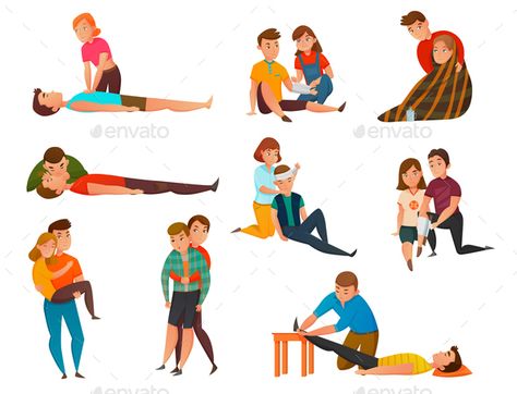 Educative cardiac arrest assistance program and emergency first aid resuscitation procedures cartoon icons collection isolated vector illustration First Aid Pictures, Emergency First Aid, Medical Posters, Free Icon Set, Cartoon Strip, Emergency Care, Christmas Fonts, Urgent Care, 3d Modelling