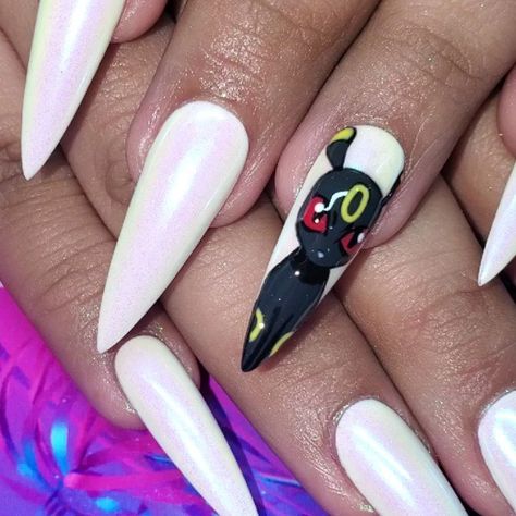 Umbreon Nails, Pokemon Umbreon, Kawaii Nail Art, Inspired Nails, Kawaii Nails, Dope Nails, Nail Ideas, Nail Art Designs, Nail Designs