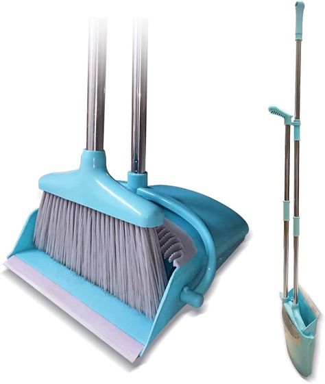 Amazon.com: Broom and Dustpan Set Lightweight Upright Lobby Broom and Dust Pan Combo with Long Handle Outdoor Indoor for Home Kitchen Room Office (Blue) : Health & Household Office Blue, Blue Health, Broom And Dustpan, Plastic Organizer, Dust Pan, Brooms, Pan Set, Household Supplies, Outdoor Indoor