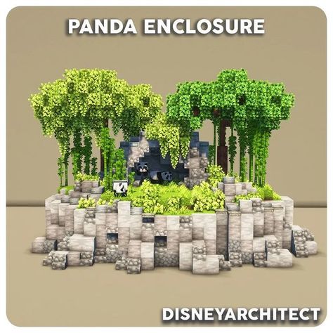 Crystalized MC on Instagram: "Panda Enclosure... By @disney_architect Follow us for our Minecraft - 📢 Latest News 🛠️ Buildings, Farms 🌟 Inspiration 🚩 Redstone Stuff 👍🏻 Like The Post 📝 Comment Your Thoughts 📢 Share With Your Friends 🏷️ Save This For Later 🤳 Follow For More Minecraft Content 🖍️ Subscribe To My YouTube Channel 🚁 Check Out The Original Builder #minecraft #minecraftmemes #minecrafters #minecraftbuilds #minecraftbuild #minecraftpe #minecrafthouse #minecraftideas #minecraft Mincraft Idea Houses Swamp, Swamp Hut Minecraft, Jungle Path Minecraft, Panda Cage In Minecraft, Minecraft Platform Design, Minecraft Dolphin Enclosure, Minecraft Bird Statue, Minecraft Custom Forest, Turtle Enclosure Minecraft