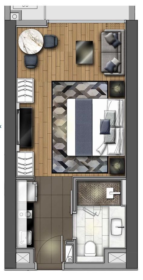 Hotel Room Plan, Hotel Room Design Plan, Studio Apartment Floor Plans, Apartemen Studio, Hotel Bedroom Design, Living Room Floor Plans, Hotel Floor Plan, 3d Sketch, Hotel Floor