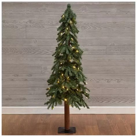 Narrow Alpine Pre-Lit Christmas Tree - 4 ft | Hobby Lobby | 5172341 Alpine Christmas Tree, Pencil Trees, Hobby Lobby Christmas, Pencil Christmas Tree, Pre Lit Christmas Tree, Christmas Rock, Faux Tree, Wooden Texture, Small Christmas Trees