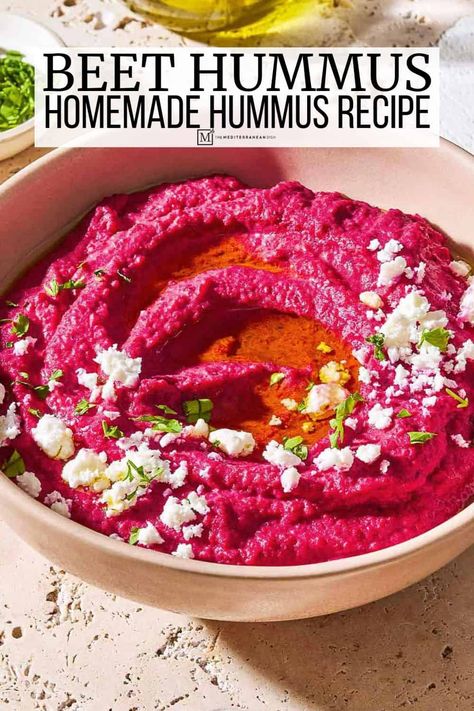 Make bright red beet hummus from scratch with this easy beet hummus recipe, with chickpeas, roasted beet, tahini, cumin, and fresh lemon. Wishbone Kitchen, Creamy Hummus Recipe, Beet Hummus Recipe, Roasted Beet Hummus, Fall Appetizer, Chickpea Hummus, Delicious Dips Recipes, Beet Hummus, Vegan Roast