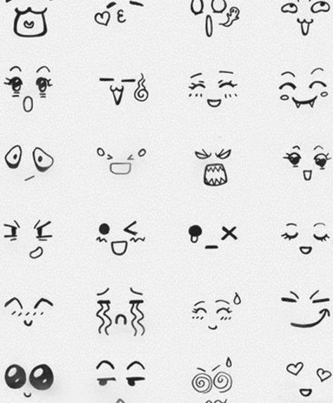 Drawing Faces Cute Faces To Draw Easy, Small Faces Drawing, Cute Face Drawing Easy, Easy Cartoon Faces, Wink Face Drawing, Face Drawing Easy, Doodle Faces, Simple Face Drawing, Cute Cartoon Faces