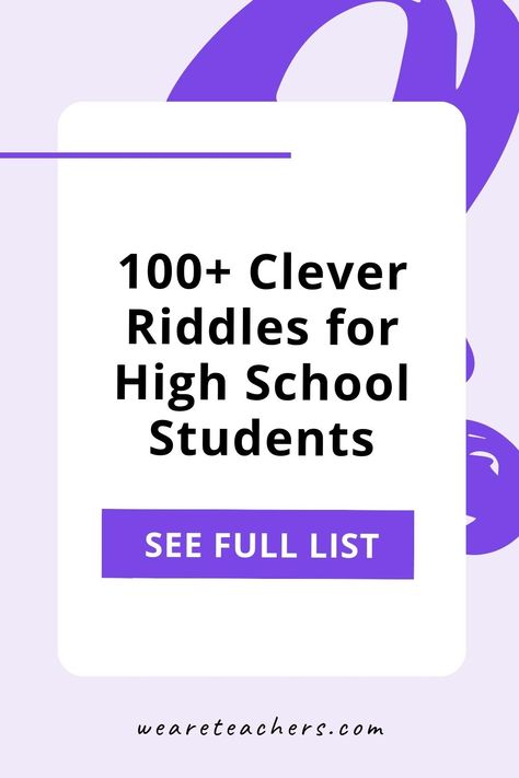 Riddles for High School Students To Share in the Classroom School Riddles, High School Funny, Joke Of The Week, Grammar Jokes, Need A Laugh, Effective Classroom Management, Stop And Think, Math Riddles, Classroom Management Tool