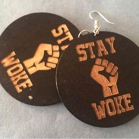 Stay Woke Round Wood Statement Earrings Round Wood Drop Earrings With Metal Hook Round Disc: 2.36" Total Drop: 3" Lightweight Blue Diamond Earrings, Stay Woke, Purple Leopard, Unusual Earrings, Art Earrings, Retro Earring, Earring Bundle, Crystal Dangle Earrings, Kate Spade Earrings