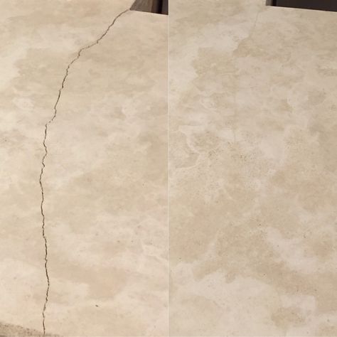 Natural Stone Crack Repair - marble kitchen countertop repair.  Before and after photo.  Atlanta Stone Care Professionals. call us for a free estimate. #marble #atlanta #naturalstonerestoration #stonerepair #weloveatl #marbleislife #stoneservice #dontreplace #luxaryhomes #luxary #atlantarealtors #atlantahomes #marblecountertops Countertop Repair, Marble Kitchen, Kitchen Marble, Kitchen Countertop, Hard Surface, Marble Countertops, Atlanta Ga, Kitchen Countertops, Natural Materials