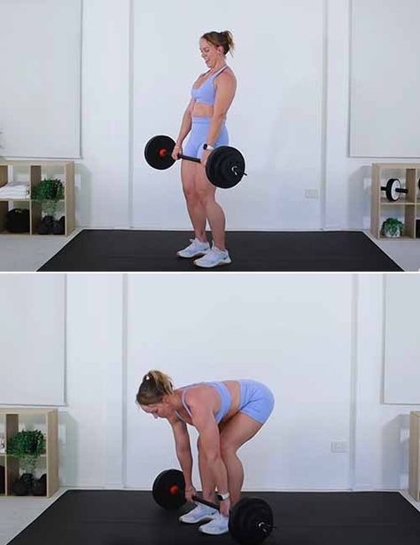 11 Barbell Exercises For Women To Shed Fat And Tone Up Total Body Barbell Workout, Workouts With Barbell For Women, Bar Bell Exercises For Women, Barbell And Dumbbell Workout, Home Barbell Workout For Women, Barbell Deadlift Women, Barbell Leg Workout For Women, Barbell Exercises For Women, Bar Bell Workout Woman