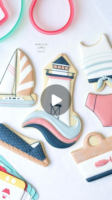 Honey & Lou Baking | Eileen on Instagram: "Need a light? 🔦  Royal icing tutorial, tips and tricks, Summer, ocean, sailing, lighthouse, Martha’s Vineyard, Nantucket, coastal living, preppy, beach vacation cookies #RoyalIcing #DecoratedCookies #CookieArt #oceancookies #lighthousecookies #sailingcookies #cookieclasses #summercookies #decoratingtips #RoyalIcingTips #royalicingtricks #buzzfeedtasty  #CreativeBaking #CookieDesign #HandDecorated #EdibleArt #CookieInspo #InstaCookies #CookieVideo #howtodecoratecookies #satisfyingvideos #cookielover #cookiegram #cookiesofinstagram #thebakefeed #cookieartist #sugarcookiedecorating #sugarcookies #sugarcookiesofinstagram" Lighthouse Cookies Decorated, Cookie Gram, Buzzfeed Tasty, Creative Baking, Cookie Videos, Icing Tips, Summer Cookies, Cookie Inspiration, Cookie Art