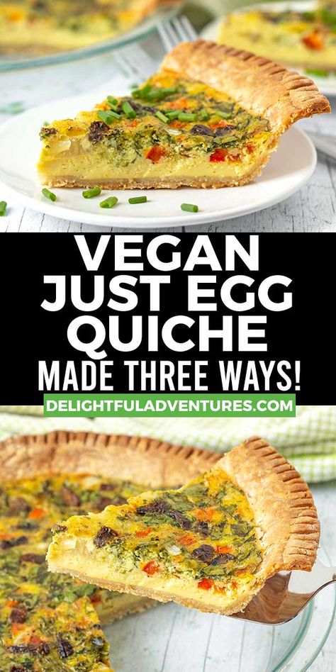 Just Egg Quiche, Egg Quiche Recipes, Gluten Free Quiche, Egg Quiche, Quiche Vegan, Just Egg, Vegan Brunch Recipes, Vegan Quiche, Quiche Recipes Easy