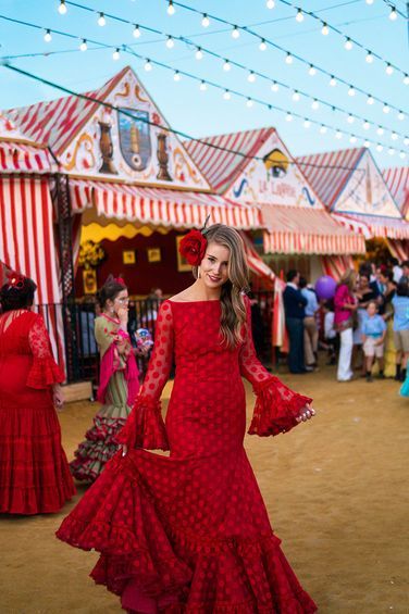 The Seville Fair // feria de abril New Eid Dress, Flamenco Dresses, Spanish Outfits, Spanish Dress, Flamenco Dress, Fashion Traditional, Magical Things, Eid Dresses, Scarf Dress