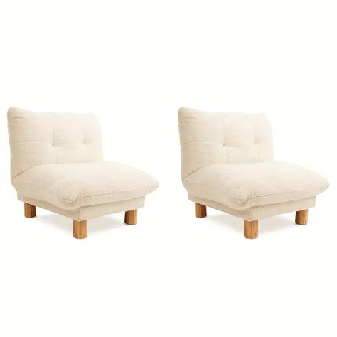 Velvet Stool Chair Modern Vanity Stool Sofa Wood Legs Small - Temu White Fluffy Chair, Arm Chair For Bedroom, Fluffy Chair, Toddler Couch, Sofa With Wood, Animal Chair, Comfy Reading, Plush Chair, Armless Accent Chair