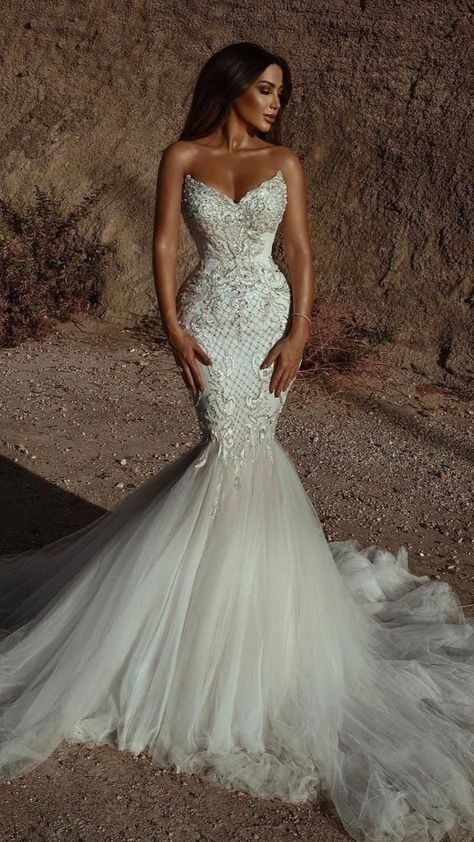 Strapless Wedding gown | Wedding dresses mermaid sweetheart, Mermaid wedding dress, Dream wedding ideas dresses Simple Satin Dress, Strapless Wedding Dress Mermaid, Modern Bridal Gowns, Simple Satin, Strapless Wedding Gown, Teens Dresses, Quince Dresses Pink, Gowns Dresses Elegant, Pnina Tornai