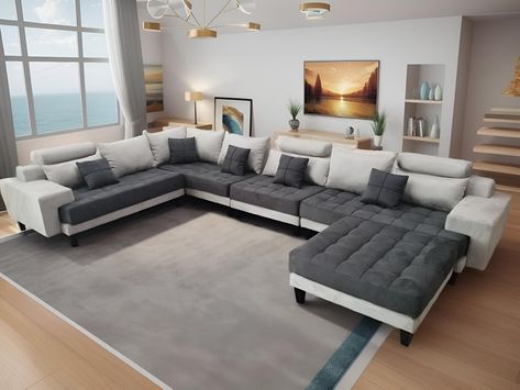 Living Room Inspo for Entertaining: Perfect for Guests Sectional Sofa Comfy, Deep Seated Sectional, Sofa Bed Furniture, Living Room Furniture Styles, Modern Sofa Living Room, Fabric Sectional Sofas, Microfiber Sectional, Fabric Sectional, Upholstered Sectional