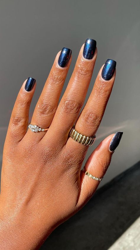 25 Gel Nail Ideas for September, From Moody Grays to Jewel Tones Dark Blue Purple Nails, Deep Winter Nail Colors, Nail Ideas For September, Ballerina Gel Nails, Blue Purple Nails, Gel Manicure Ideas, Bright Orange Nails, Gel Nail Ideas, Fun Halloween Nails