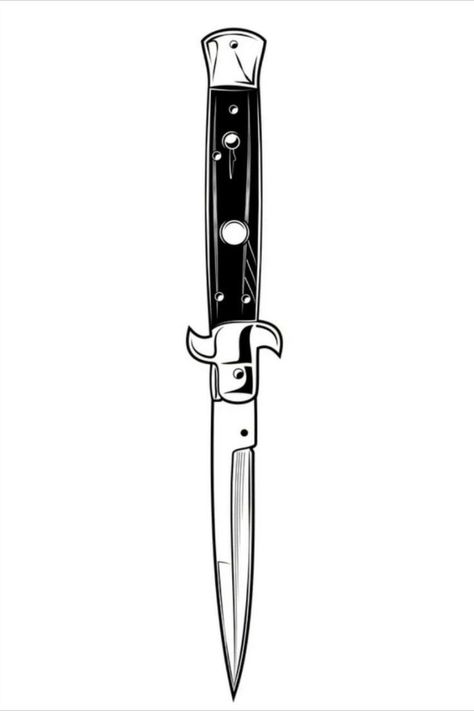 American Traditional Knife, Small Knife Tattoo, Pocket Knife Tattoo, Switch Blade Tattoo, Switchblade Tattoo, Tattoo Hd, Tattoos Dotwork, Blade Tattoo, Knife Tattoo