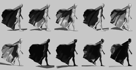 From @kamitokatachi Cape Poses, Cape Reference, Nerd Tattoo, Reference Pose, Anatomy Sketches, Poses Reference, Figure Poses, Male Figure, Art Poses