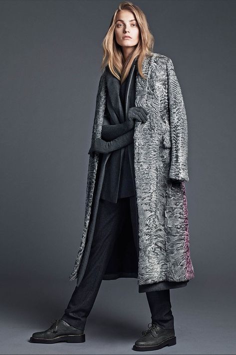 Dior astrakhan coat, <em>$43,000, available by special order,</em> wool coat, <em>$5,300,</em> vest, <em>$3,600,</em> and pants, <em>$1,350, all 800-929-DIOR,</em> and Dolce & Gabbana gloves, <em>$525, select DG boutiques</em> Astrakhan Coat, Lachlan Bailey, Wsj Magazine, Mode Casual, Grey Outfit, Lady Grey, 2014 Fashion, Fur Fashion, Coat Fashion