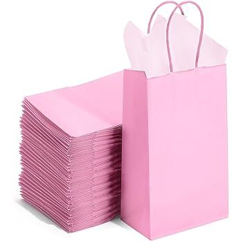 Amazon.com: DjinnGlory 100 Pack Small Pink Paper Gift Bags with Handles Bulk for Small Business Holiday Birthday Wedding Baby Shower Parties, Shopping Bags (9x5.5x3.15 Inch, Pink) : Health & Household Pink Gift Bags, Business Birthday, Baby Shower Party Favors, Paper Gift Bags, Pink Parties, Pink Paper, Birthday Shopping, Pink Gifts, Holiday Birthday