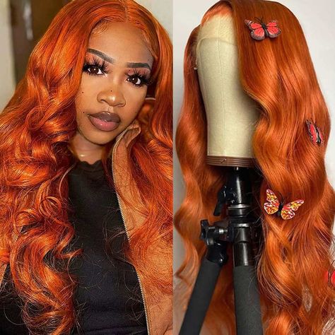 PRICES MAY VARY. 💖【Wigs Material】10A grade 100% unprocessed 13x4 Lace Front wigs for black women human hair,can make any part as you want,no shedding or tangle,bouncy and soft frontal wigs human hair. 💖【Ginger Lace Front Wigs Human Hair Style】body wave lace front wigs human hair,Orange ginger colored wig,can be straighted,curled,dyed and restyled as your own hair 💖【13x4 HD Transparent Lace Front Wigs】skin melt invisible hd lace front wig,glueless wigs human hair pre plucked,natural pre plucke Ginger Lace Front Wigs, Colored Human Hair Wigs, Hd Lace Frontal Wigs, Hair Color Orange, Hair Wigs For Black Women, Human Hair Color, Lace Front Wigs Human Hair, Colored Wigs, Wigs Human Hair