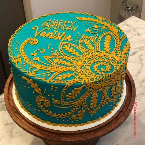 50 Henna Cake Design (Cake Idea) - October 2019 Henna Wedding Cake, Henna Cake Designs, Mehndi Cake, Henna Cake, Indian Cake, Mini Tortillas, Design Cake, Cake Decorating Frosting, Cake Decorating Videos