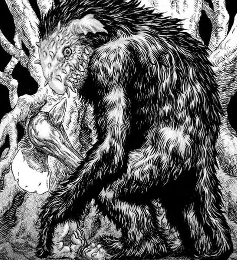 Trolls | Berserk Lineage 2, Kentaro Miura, Japanese Horror, 다크 판타지, Scary Art, Monster Design, Barbed Wire, Tiktok Video, Monster Art